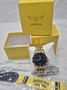 Invicta Gold Tone Men's Watch with Black Dial
